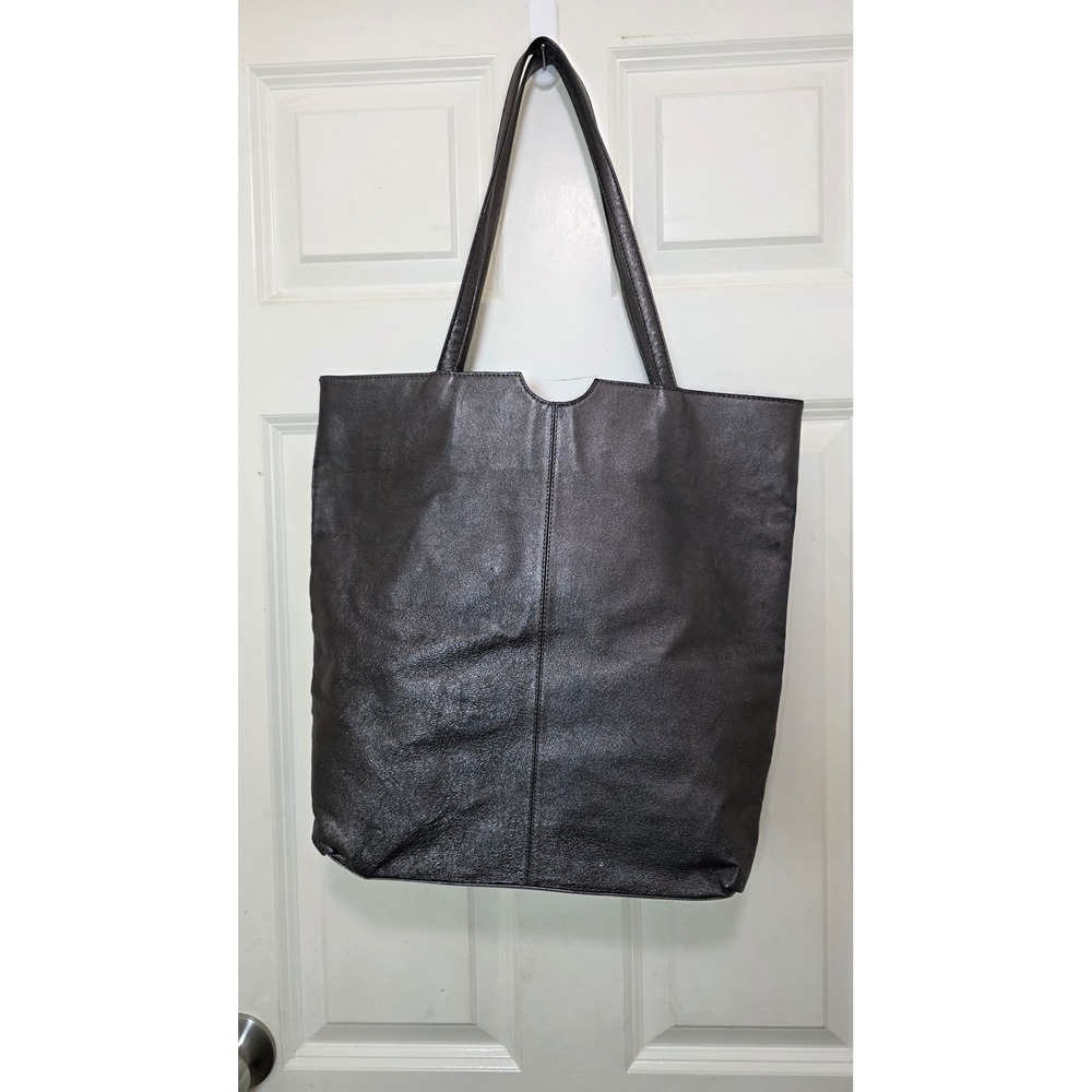Set of 3 Wilsons‎ Leather Tote Bag Womens Large Pewter Metallic Shoulder Bag